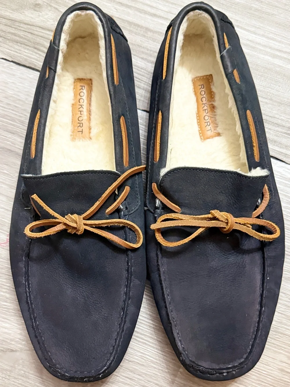Rockport Men's Rhyder Tie Slipper Moccasins - Navy Suede